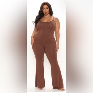 Nova Season Flare Leg Jumpsuit -chocolate